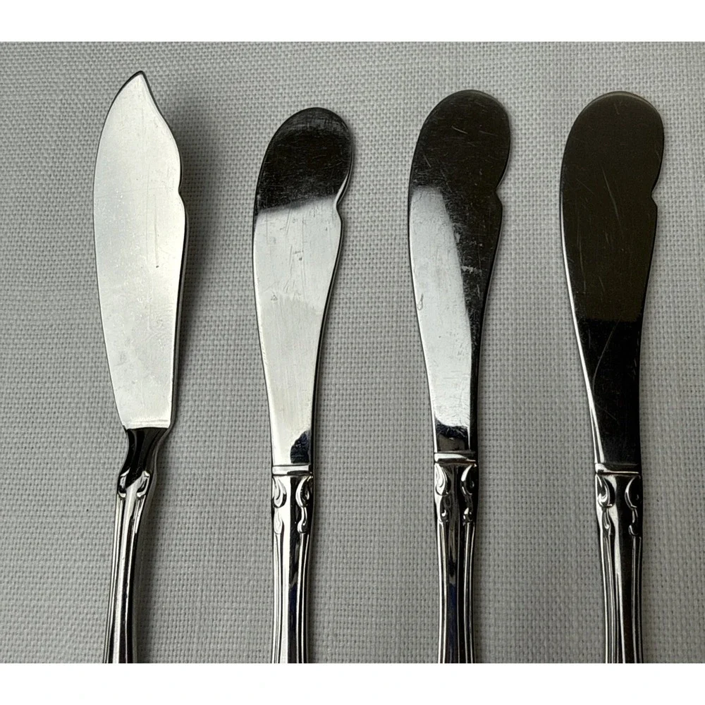 Oneida Community Plantation Knives‎ Butter + Spreader Stainless Flatware X4